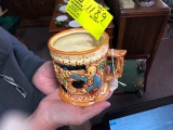 Large Hand painted Mustache Stein; 4.5 tall; Very Nice Condition