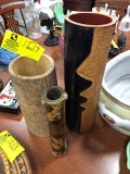 3 Piece Lot of Hand Carved Wooden Art Vases