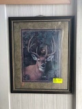 Beautiful Extra Large Deer Picture, Matted, in Frame; 28