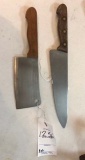 2 Piece Lot of Large Cutting Knives; One is Japanese and One is Russell USA