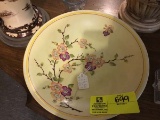 Antique Hand painted Porcelain Floral Footed Charger