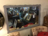 Extra Large Vintage Gray Painted Scalloped Mirror
