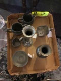 Vintage Pewter Serving Pieces including Vase