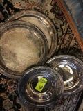 Lot of Vintage Silver-plated pieces, includes Trays, Open Work Bowls