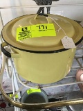 Vintage Yellow Enamel Cooking Pot with Lid