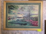 Large Floral Garden Decorator Print in Gilded Frame