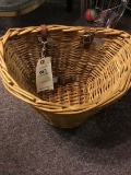 Vintage Wicker and Leather Bicycle Basket