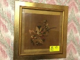 Floral Asian Decorator Print with Gilded Bamboo Frame