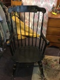 Antique Painted Black with Fruit Trim Accents, Full Sized, Adult Rocker