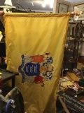 Vintage Full Sized New Jersey State Flag on Wooden Pole with Metal Eagle