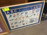 Large Child's Animal Alphabet Picture Chart, Matted in Frame