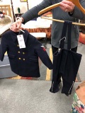 Vintage Little Boys 100% Wool Navy Suit includes Pants, Suspenders, and Coat