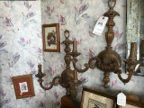 Pair of Vintage Metal Electrified Wall Candelabra Sconces