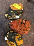 Lot of Vintage Leather Rawlings and Wilson Baseball and Tee Ball Gloves