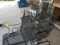 4 Wrought Iron Chairs, Black in Color, and Metal Plant Stand