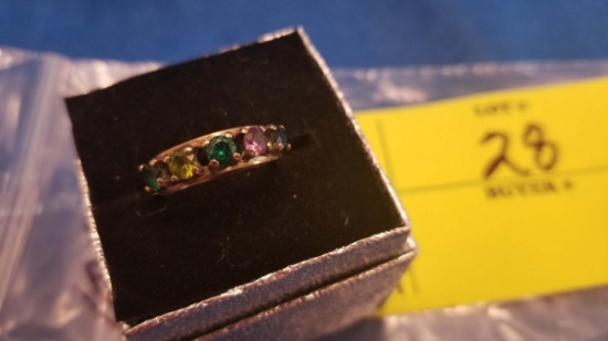 Estate Jewelry:  10K Mother's Ring w/imitation birthstones; Size: 7.0