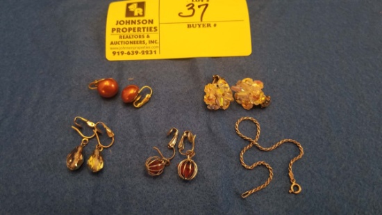 Fashion (Costume) Jewelry:  Group of clip earrings w/stones & rhinestones