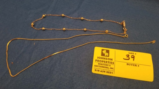 Fashion (Costume) Jewelry:  Group of 2 gold chains 24" and 16"