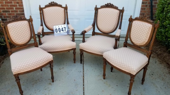 Parlor Set, Matched Set of 4 chairs (2 arm, 2 straight),