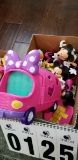 Box Lot of Assortment of Toys including Mickey Mouse and Munnie characters