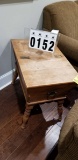 End Table, Top has Hinged Doors, Country Style to look like old feed bin, needs refinishing