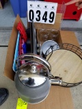 Assorted Kitchen Items: includes tea kettle, muffin pans, jello molds, etc.