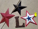 2 Tin Stars and Tin Letter 