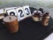 Box of miscellaneous items: McCoy bean pot 342, small wood ice bucket, pottery mug