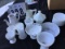 Assorted milk glass including candy dishes, pitchers, saucers, bowls, etc.