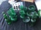 Box of assorted green glassware including vases, bowls, etc.