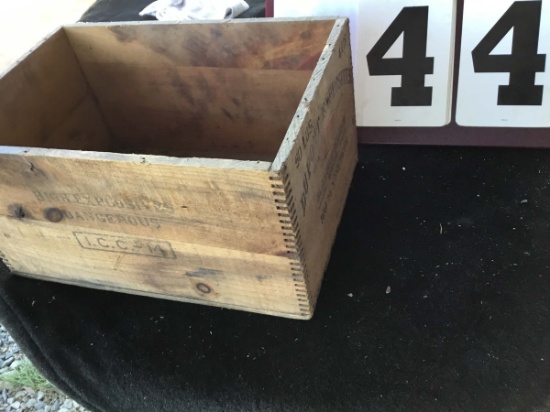 Wooden Box, Stamped ICC14 High Explosive Dangerous, DuPont Explosives