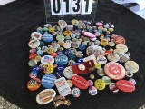 Cloth Covered Board with Assortment of Political Buttons (Some Reproductions)