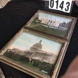 Pair of Washington DC Framed Photographs, Hand-Colored in Oil, by Royal E. Carlock