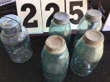 Box of Ball glass jars w/ tin lids & a Atlas EZ Seal jar