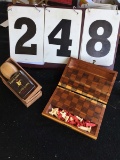 Wood miniature chess set w/ plastic pieces, imprinted chest with Windmere Baptist Assembly