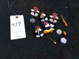 Miscellaneous group of items; including plastic raisin figurines, fishing lure, etc.
