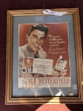 Framed Chesterfield cigarette ad w/ Ronald Regan, approx. 19 1/2