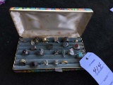 Jewelry box of assorted rings in various sizes including class rings, 1967 UNC class ring