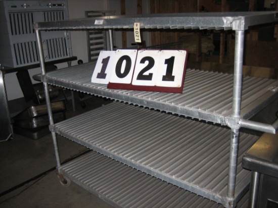 Used Aluminum Heavy Duty Tray Cart on Casters with 3 Shelves