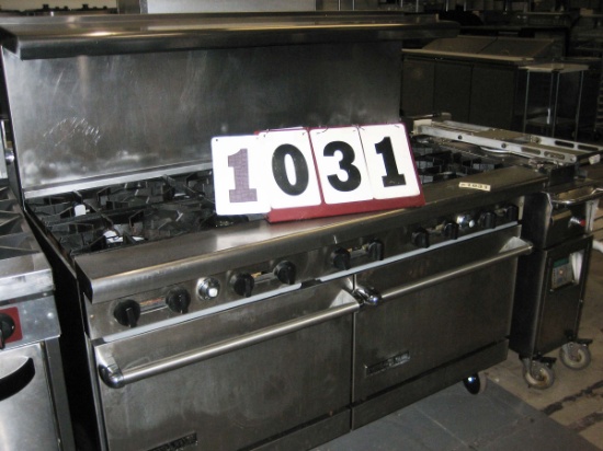 Used American Range with 10 Burners ; 60" wide x 33" deep  x 57" tall