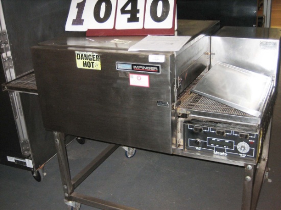 Used Lincoln Impinger Gas Pizza Conveyor Oven on Casters #1116; 37" deep x 66" wide x 42"