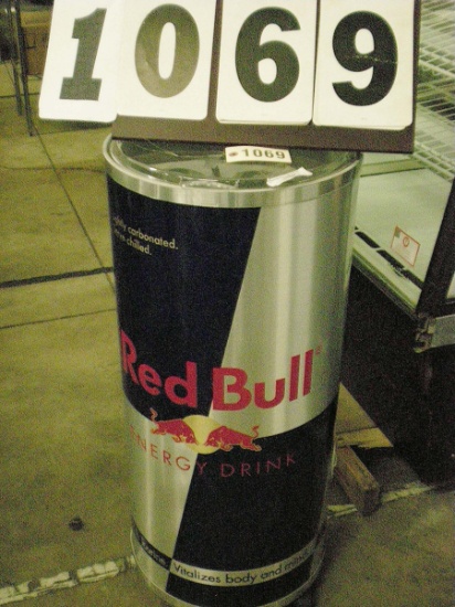 Used Red Bull Ice Barrel Cooler on Casters; 38" tall; 16" Diameter