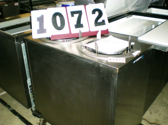 Used Lakeside SS Two Stack Heated 8.25" Dish Dispenser/Warmer on Casters
