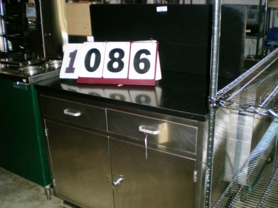 Used SS Waitress Stand/Table with Black Wood Top; 41"x23"x36"