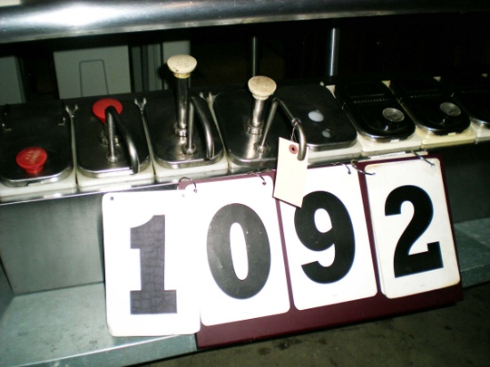 9 Slot Condiment Dispenser; 43" long x 11" deep x 11" tall