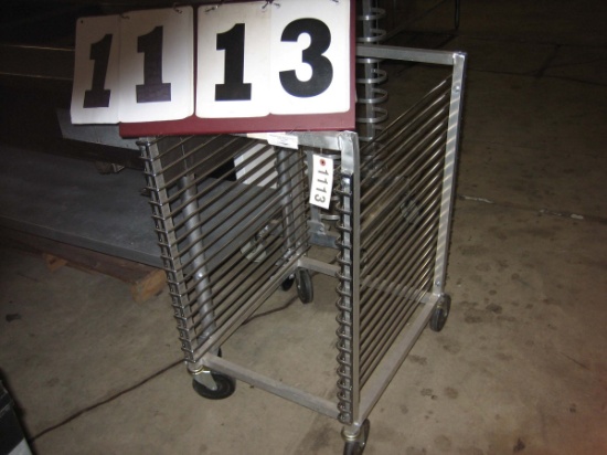 New Scratch and Dent Aluminum 10 Tier Pan Rack on Casters; 21"x25"x36"