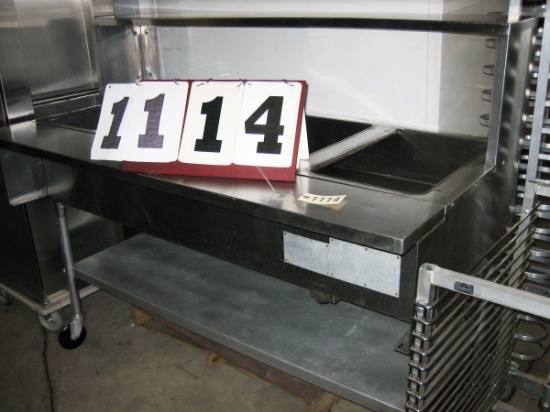 SS Steam Table on Casters; Gas; 63" long x 30" deep x 52" tall; 4 Plan Slots