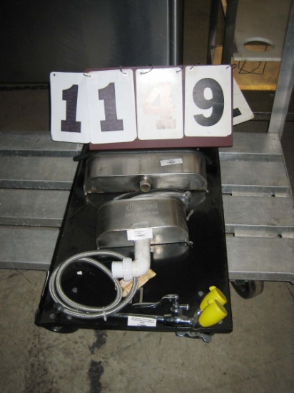 Used Dipwell Set with Speckman Rinse Hose and Emergency Eye Wash and a Utility Cart