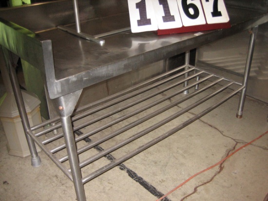 Used Heavy Duty SS Baker Rack with Under Shelf; 27"x65"; Has 6" Backsplash and 6" Side Splash