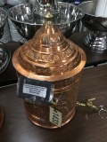Hot Beverage Dispenser, Silver Gold Handled, Flower Copper; 19